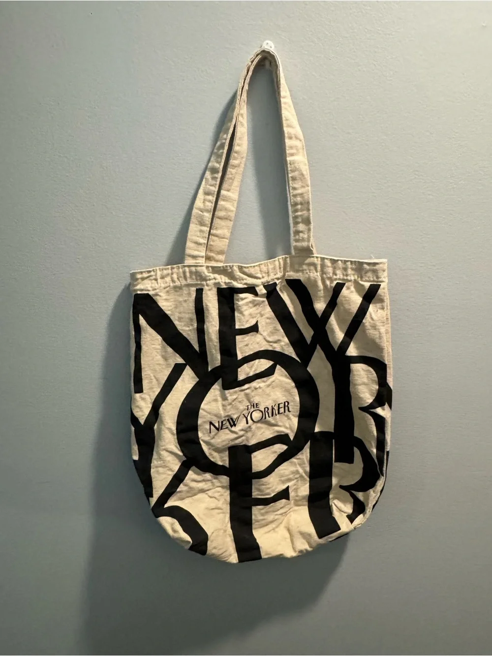 The New Yorker Black & Cream Logo Canvas Tote Bag